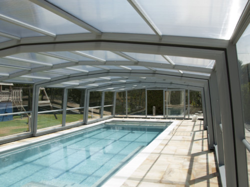 Modell DISCRET 5 Winkel Hochüberdachung Pool